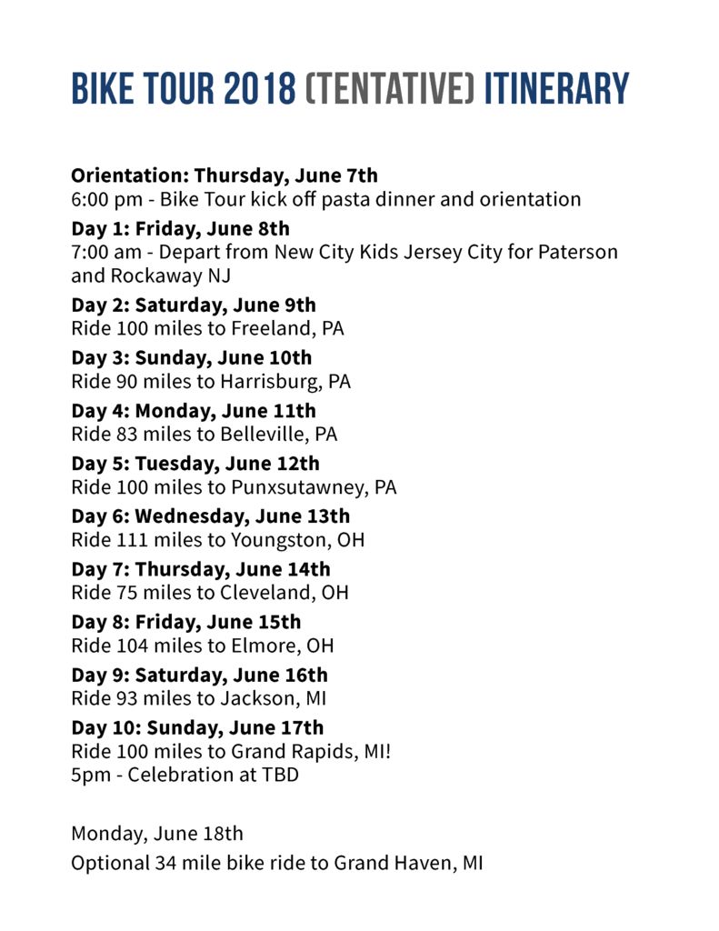 thumbnail of Bike Tour 2018 Itinerary